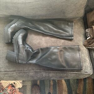 Black Knee-High Leather Boots